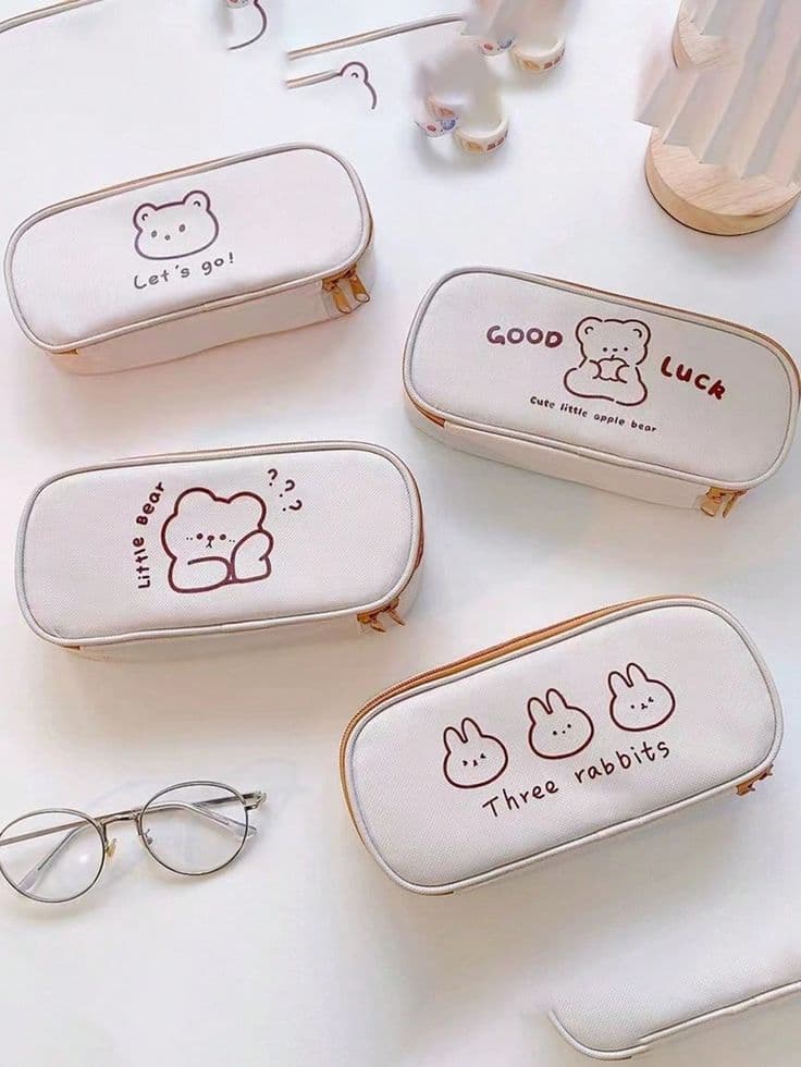Kawaii beige pencil case 